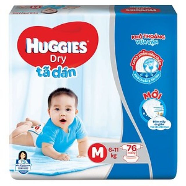 Tã Dán Huggies Dry Gói Cực Đại M76 (76 Miếng 6-11kg)