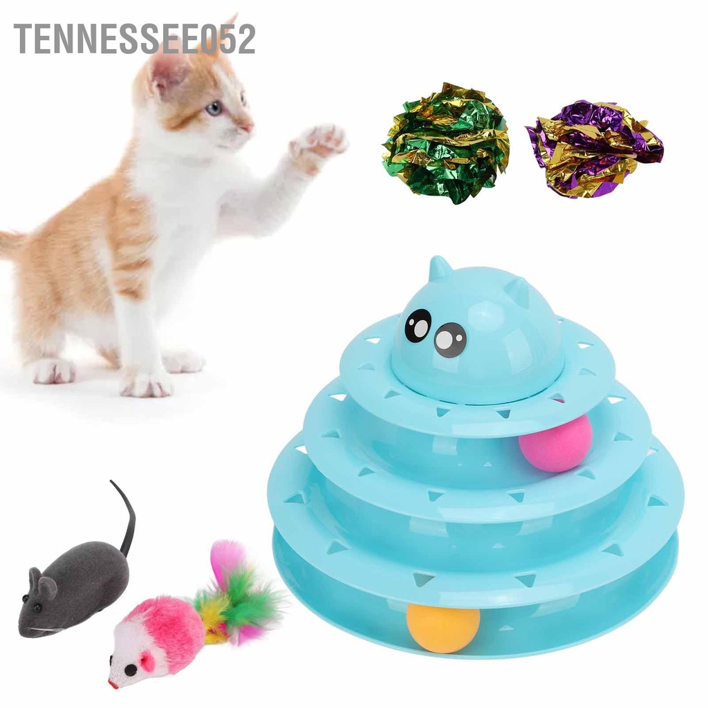 Tennessee052 Đồ chơi con mèo lăn 3 tầng Tháp tương tác đồ cho trong nhà
