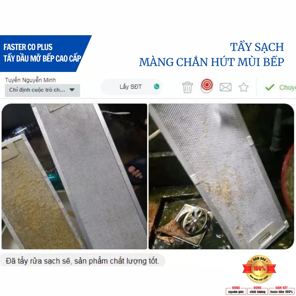 [SIÊU MẠNH] Nước tẩy dầu mỡ nhà Bếp, vệ sinh tường Bếp, làm sach bếp Ga, tay dau mo hút mùi, FasterCO 500ml