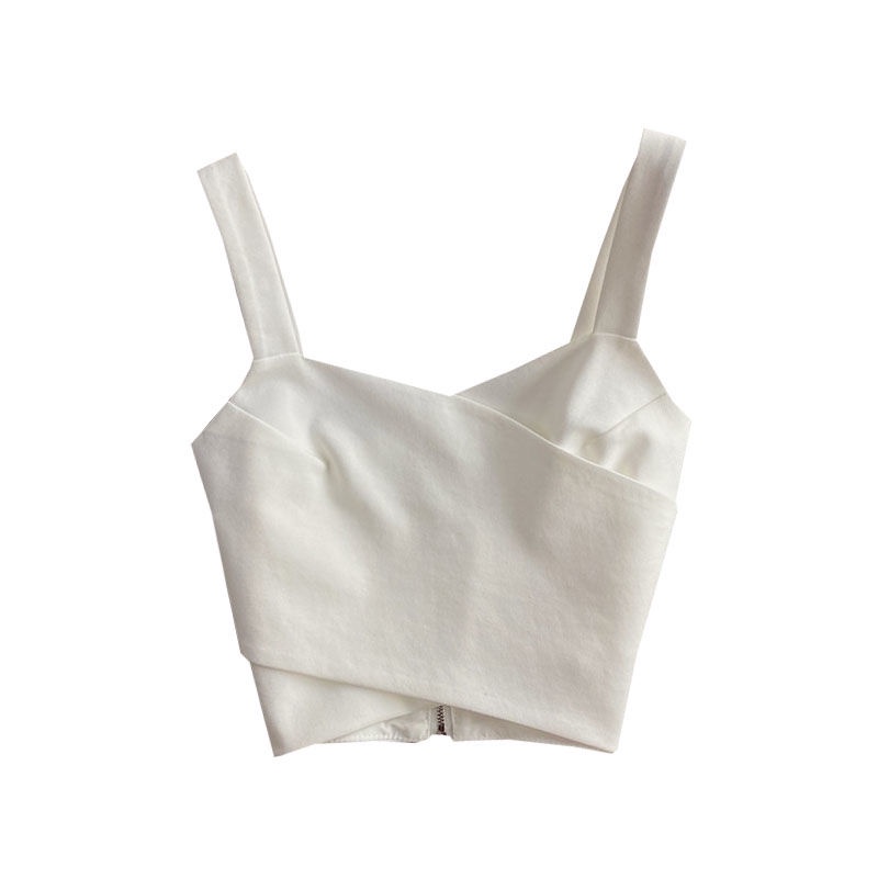 Áo Camisole Ngắn Có Khóa Kéo Dễ Phối Đồ Thời Trang Mùa Hè Cho Nữ