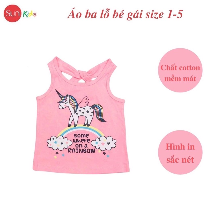 Áo thun bé gái, áo phông bé gái dáng ba lỗ, chất cotton, nhiều màu, size 1-5 - SUNKIDS1