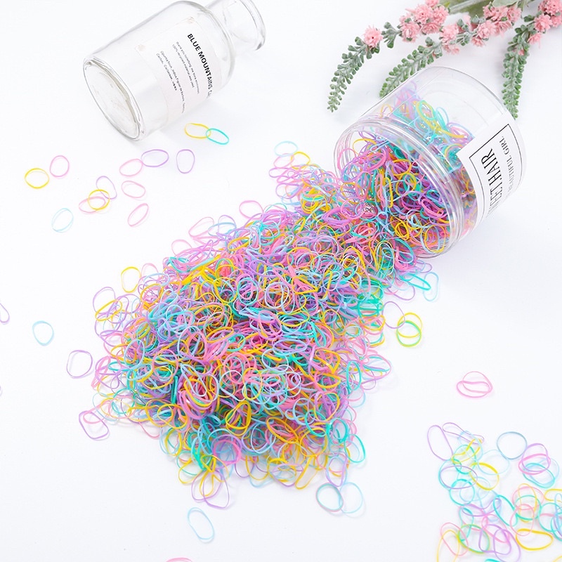 Hộp 500 dây chun nịt buộc tóc cho bé độ đàn hồi cao