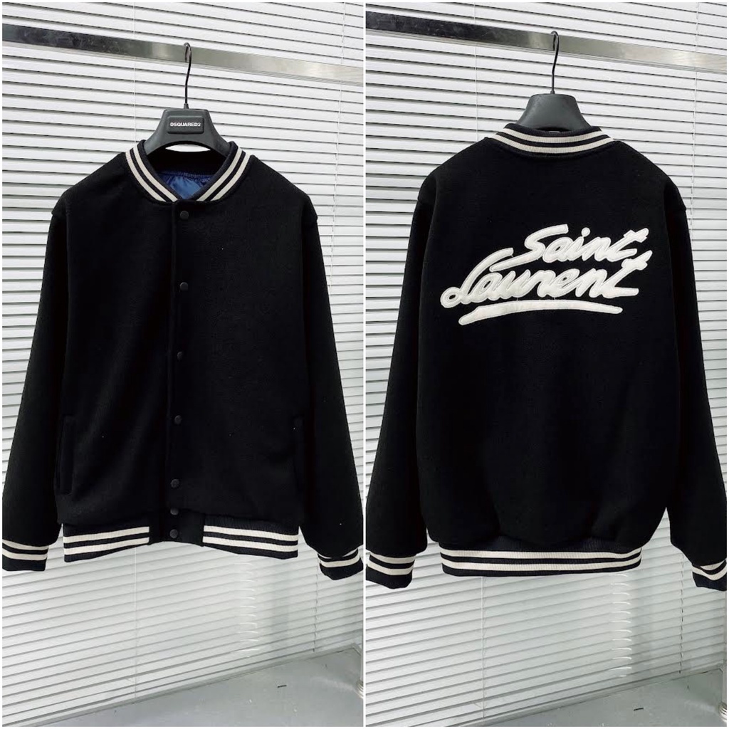 Áo Khoác Bomber Nam Phối Họa Tiết Chữ Thêu Sau Lưng - Áo Khoác Bomber Chất Dạ Cao Cấp Dành Cho Nam DT STORE MENWEAR