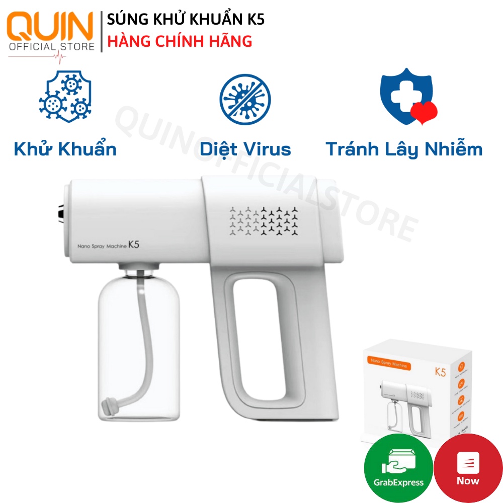 Súng Khử Khuẩn Phun Xịt Khử Sát Trùng Nano K5 Hàng Chuẩn In Laser 8 Mắt UV