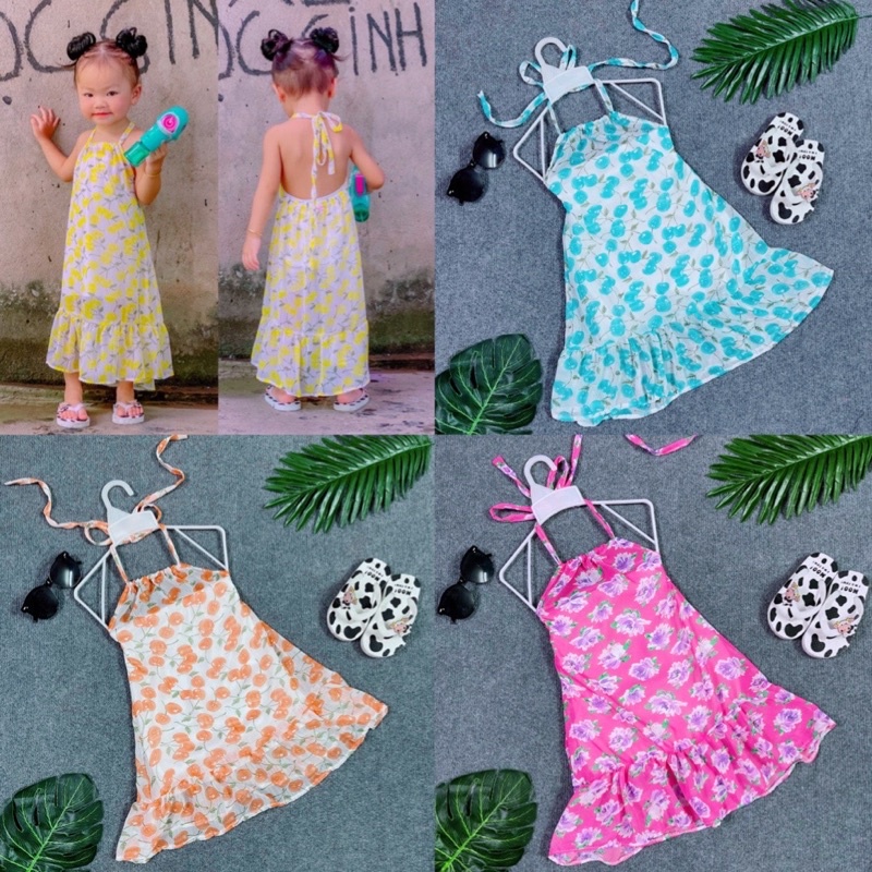 Đầm Maxi Đuôi Cá Hở Lưng Kèm Váy Lót Cho Bé Chát Vôn Lụa Mềm Mại