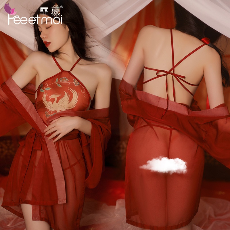 Đồ ngủ sexy Trung Hoa - Fee Et Moi Sexy Lingerie Sexy Phoenix Print Apron with Outerwear Shirt Geisha Suit Blouse One Piece Dropshipping 7983 | BigBuy360 - bigbuy360.vn