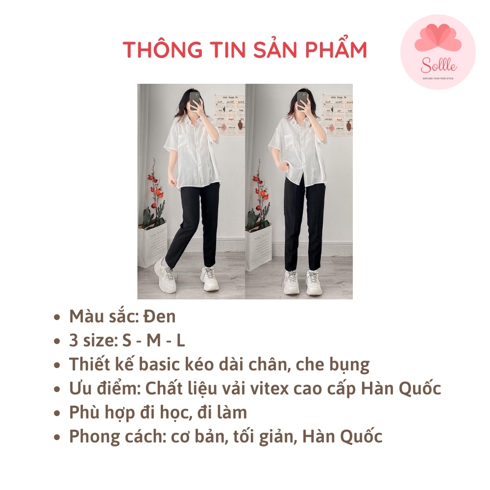 Quần tây baggy nữ cạp cao công sở học sinh ống rộng basic đẹp giá rẻ Sollle QBG002