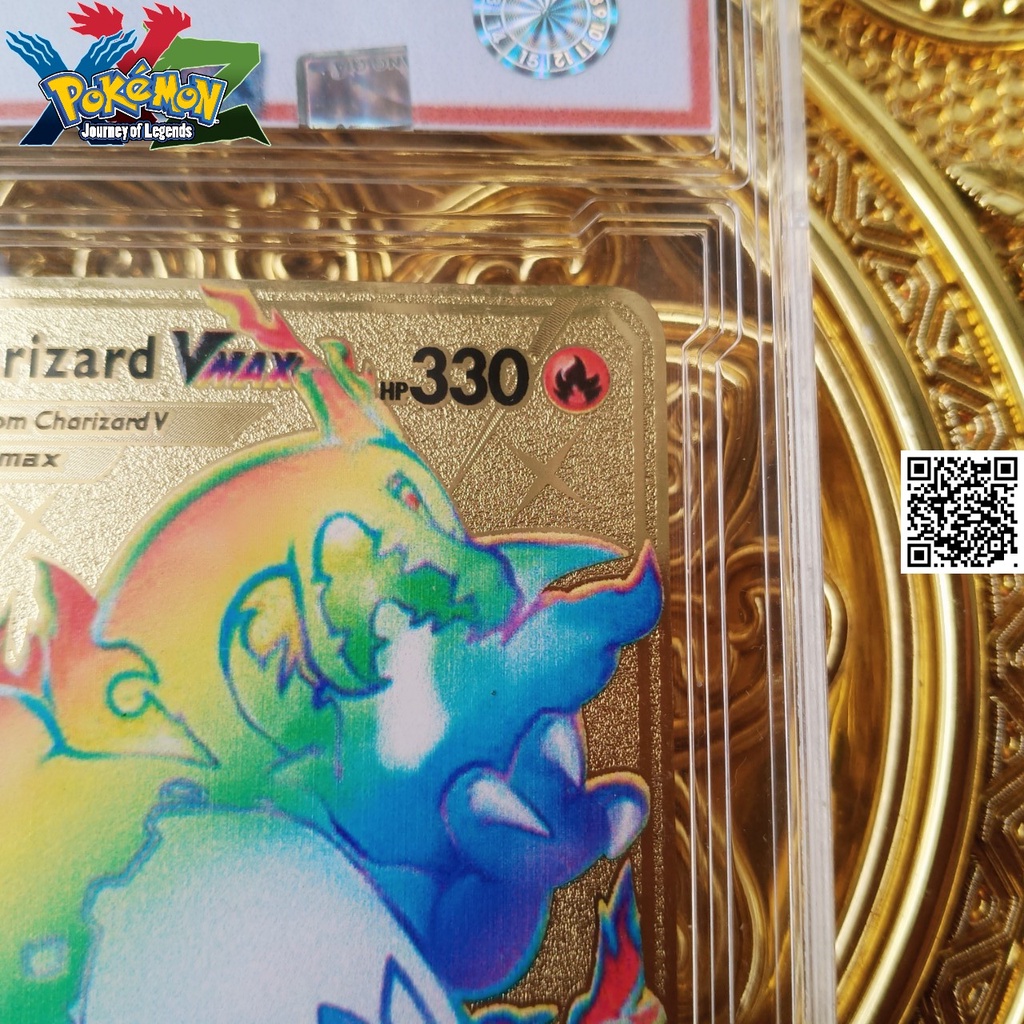 Thẻ bài Charizard Siêu cấp tiến hoá Vmax hợp kim Pokemon mạ vàng không gỉ chữ in nỗi 1834