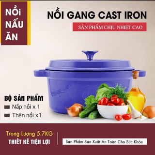 Nồi gang đúc tráng men - Nồi gang nguyên khối chống dính chống trầy xước, dùng trên bếp từ và lò nướng