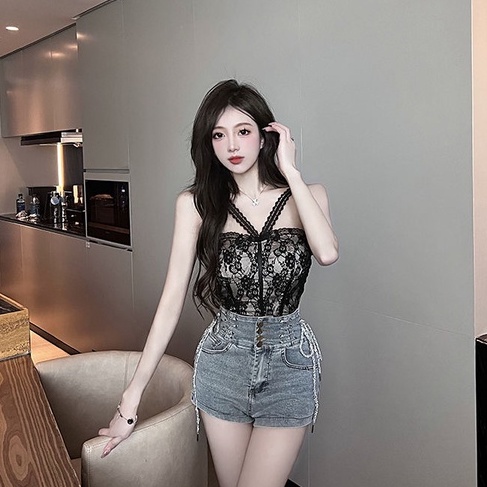 Áo Nịt Ngực Hai Dây Phối Ren Màu Trắng Đen Quyến Rũ LC001