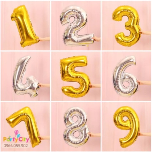 BÓNG NHÔM SỐ SIZE 40CM trang trí sinh nhật, sự kiện number balloon for party