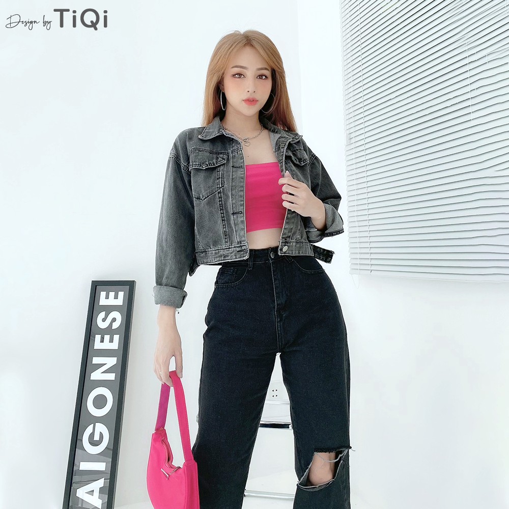 Quần jean ống rộng nữ màu đen TiQi Jeans cao cấp B2-201