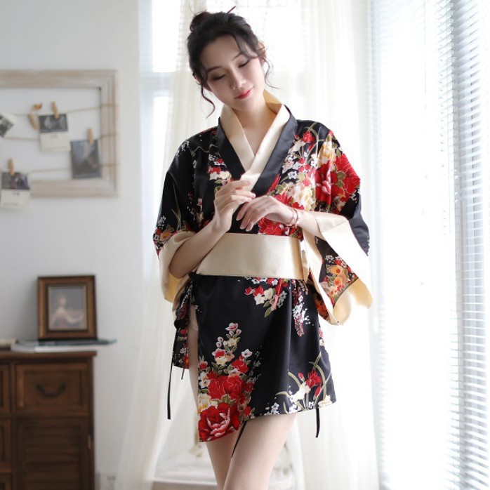 Bộ Đồ Ngủ Kimono In Hoa Quyến Rũ Cho Nữ