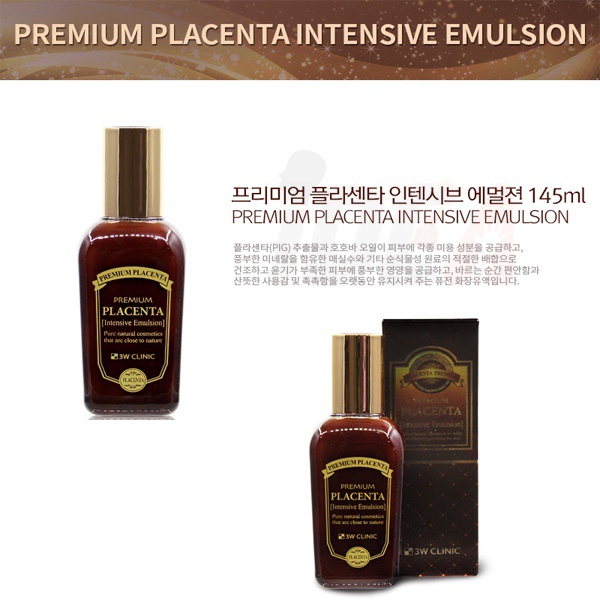 Sữa dưỡng chống lão hóa tinh chất nhau thai cừu 3W Clinic Premium Placenta Intensive emulsion 145ml