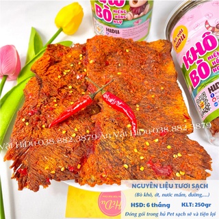Khô bò miếng mềm cay hồng ngự 250gr Ăn vặt DUNI dai ngon đậm vị