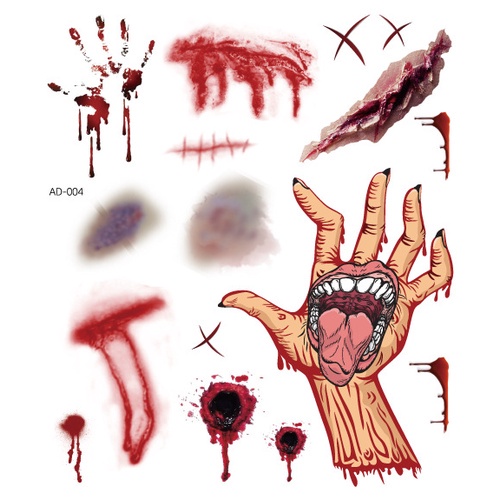 Hình Xăm Dán Tạm Thời Qipin Họa Tiết Kinh Dị Trang Trí Tiệc Halloween