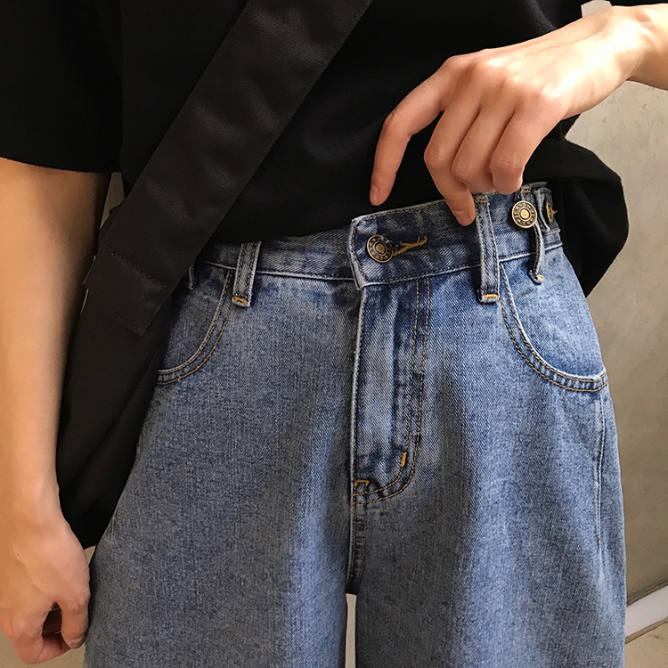 Quần đùi Denim lưng cao co giãn tốt phong cách thời trang Mẫu 27101