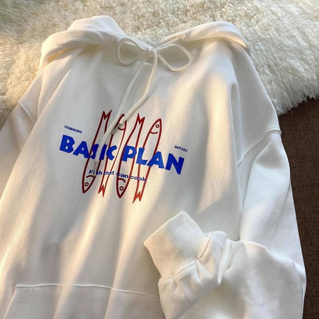 Áo hoodie ZHELIHANGFEI thiết kế dài tay dáng rộng phong cách Nhật Bản