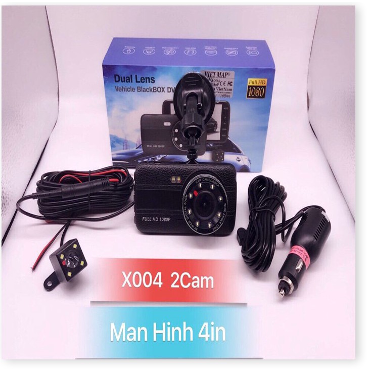 CAMERA HÀNH TRÌNH ÔTÔ XE HƠI-X004  Full HD 1080P Màn Hình  4.0,Tích Hợp 8 IR LED ,Camera Góc Quay Rộng 170 Độ,Với 2 Came