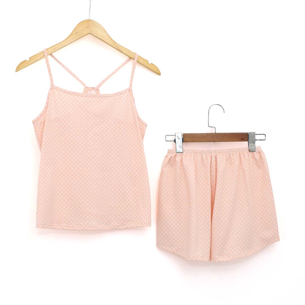 Đồ ngủ 2 dây thun cotton 4 chiều chấm bi siêu mềm mịn size 40kg-65kg - Đồ mặc nhà nữ ĐBCB