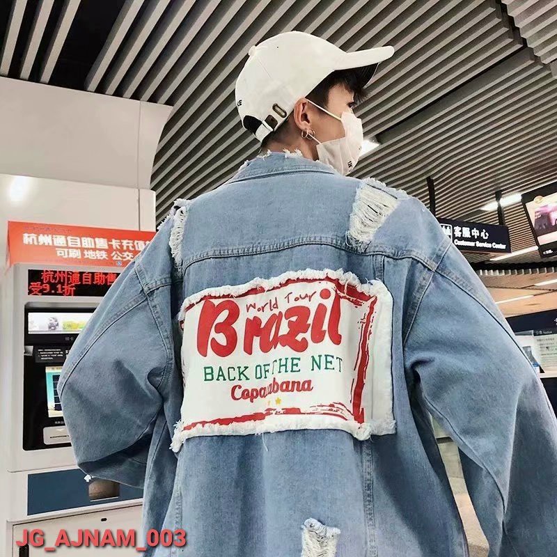 Áo Khoác Jean UNISEX Form Rộng Nam Nữ BRAZILL