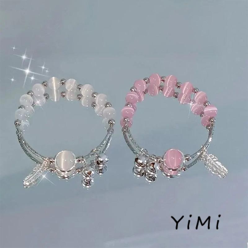 Vòng Tay Đá Opal Đơn Giản Màu Đỏ Dâu Tây Chuông|Vòng Tay Phong Cách Hàn Quốc