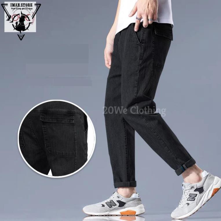 Quần Jean, Baggy, jeans, bò nam, túi hộp 2 mầu đen xanh, ống xuông,rộng mã TH-01 style hàn quốc