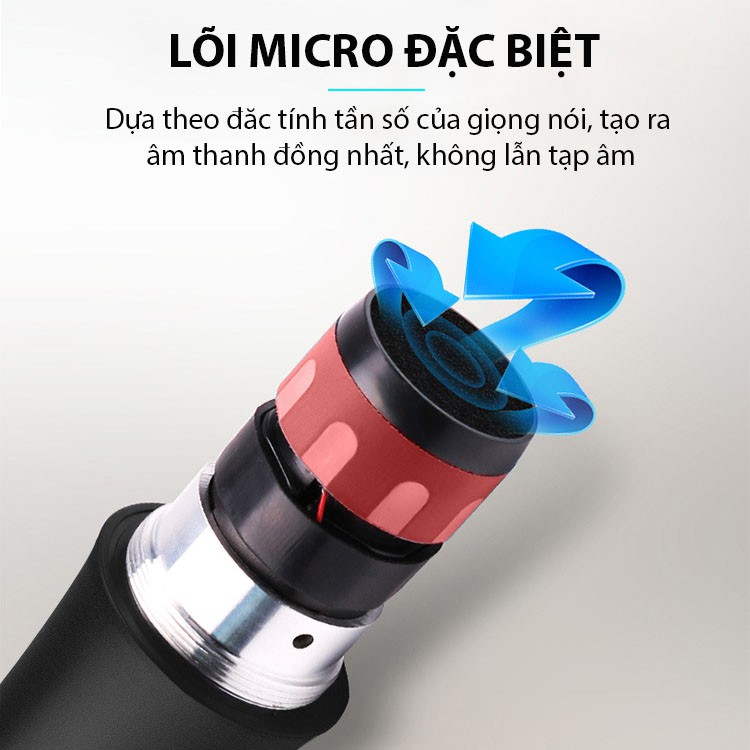 Micro karaoke có dây JSJ GL-8.0S thiết kế lưới tản nhiệt cổ điển, giảm tạp âm, chống nhiễu, thân kim loại được phủ nhám