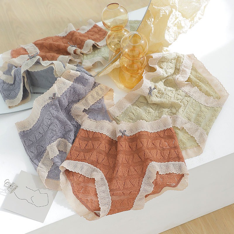 Quần Lót Ren Đính Nơ Màu Dễ Thương Mềm Mịn Mẫu Mới