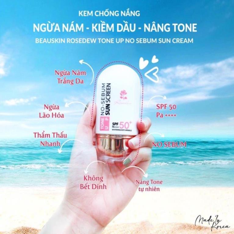 KEM CHỐNG NẮNG NGỪA NÁM - KIỀM DẦU - NÂNG TONE BEAUSKIN ROSEDEW TONEUP NO-SEBUM SUNSCREEN