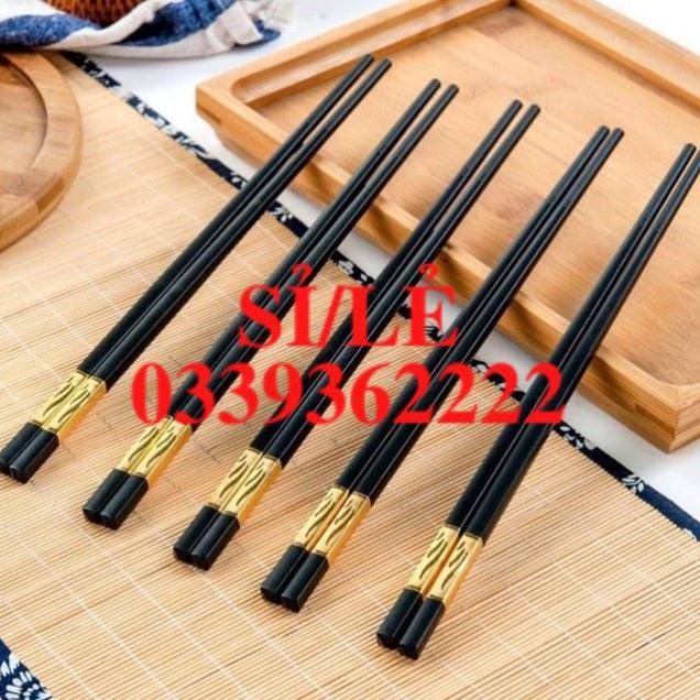 [ HAIANHSHOP ] Hộp 10 đôi đũa mạ vàng sang trọng phong cách Nhật Bản chống trơn trượt ẩm mốc Duashop &gt;