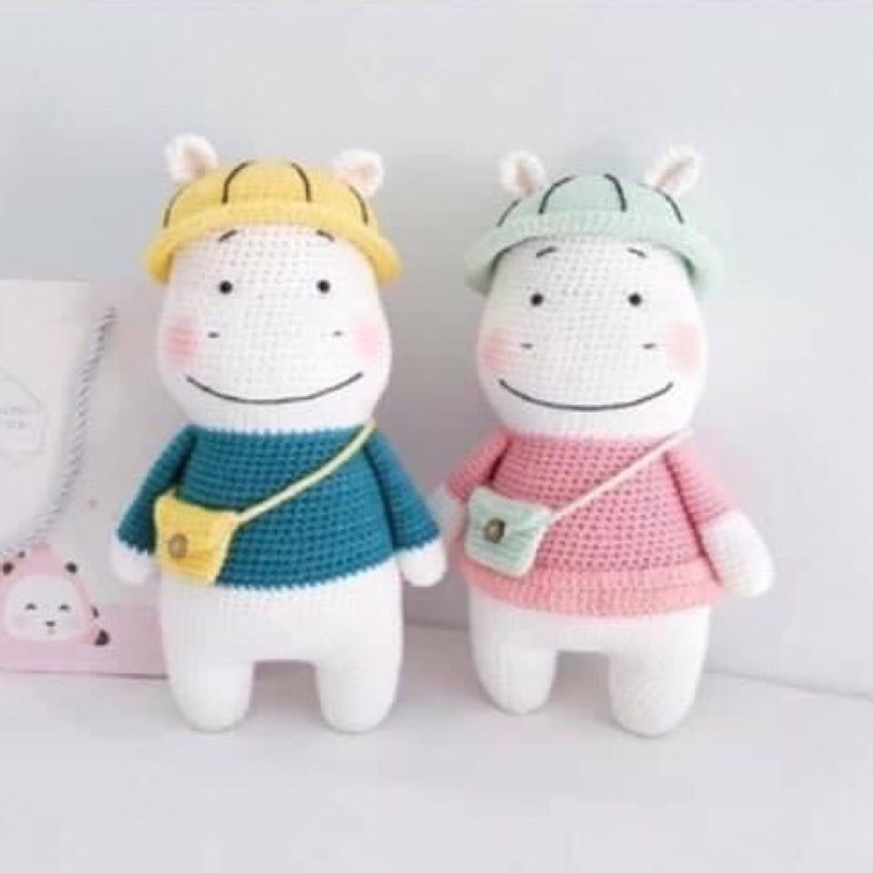 Hà Mã Len Nhồi Bông Đáng Yêu Cho Bé - Thú Bông Len Handmade Đan Móc Thủ Công Bằng Tay