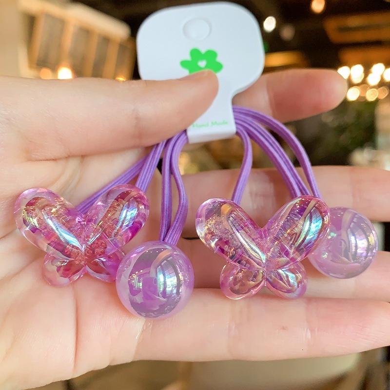 Set 2 Dây Cột Tóc Co Giãn Hình Bướm Dễ Thương Cho Bé Gái