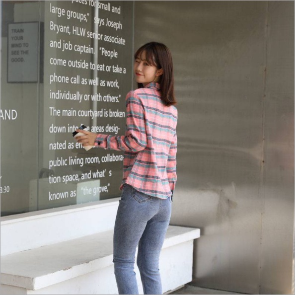 Sơ mi nữ ulzzang dài tay kẻ caro S22