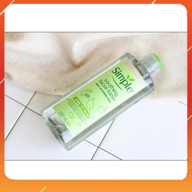 [CHÍNH HÃNG] Nước hoa hồng Simple Toner làm dịu và cân bằng độ ẩm cho da - lành tính không chứa cồn 200ml