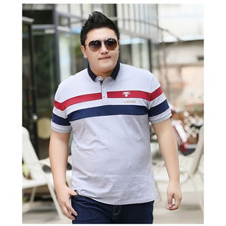 BIG SIZE Áo thun nam kẻ cổ đứng