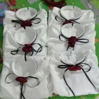 Áo dài lụa tay bồng Hồng - Trắng - Xanh