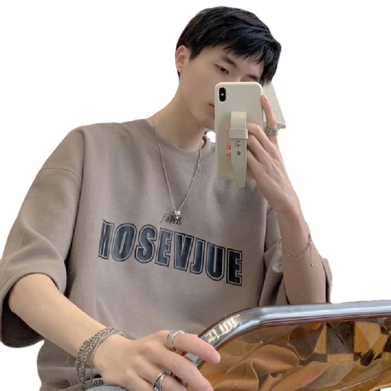 Áo Thun Tay Ngắn Cổ Tròn Dáng Rộng In Chữ Thời Trang Mùa Hè Cho Nam Giới [M-8XL]