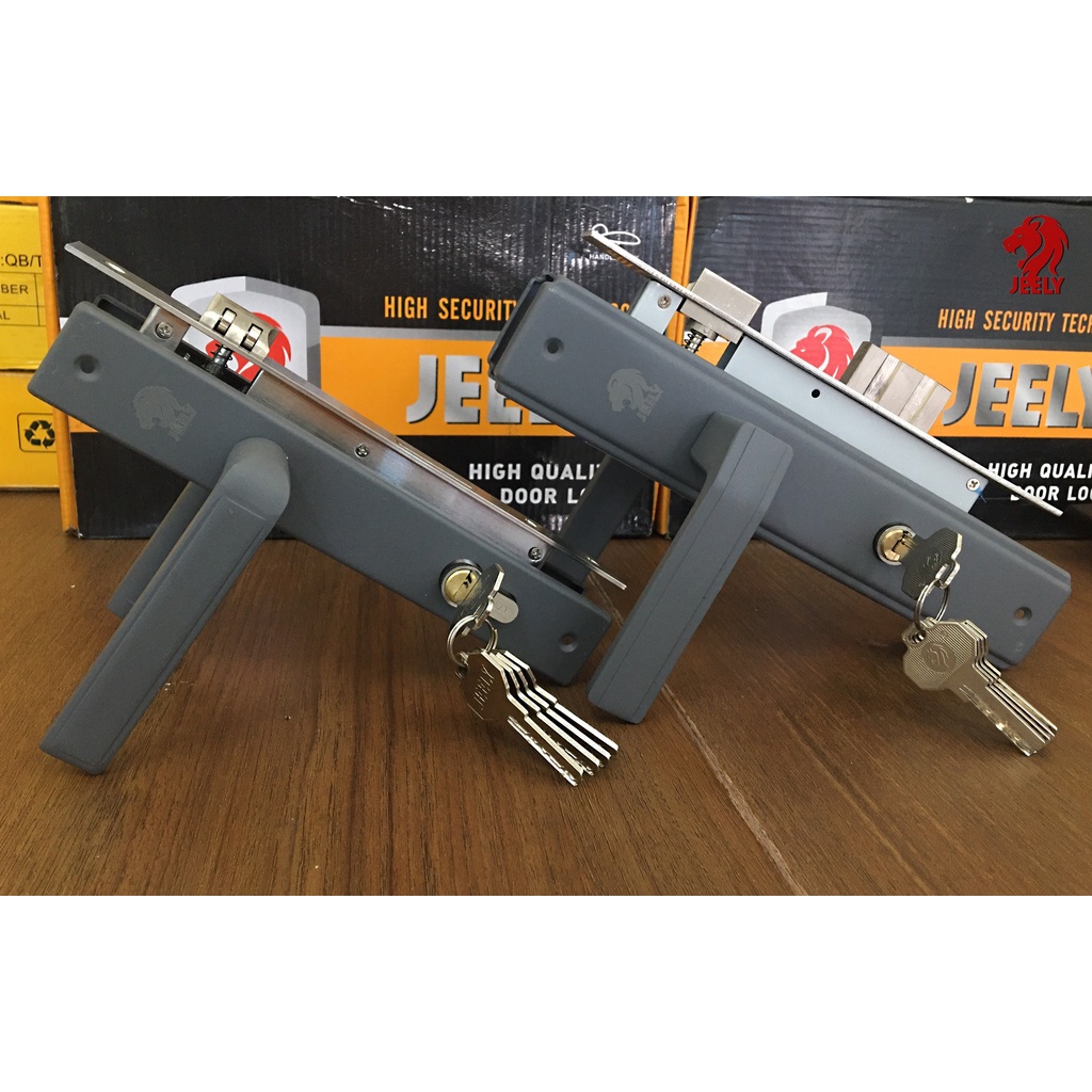Khóa tay gạt cửa đi màu xám hiệu Jeely hệ 700 va 1000