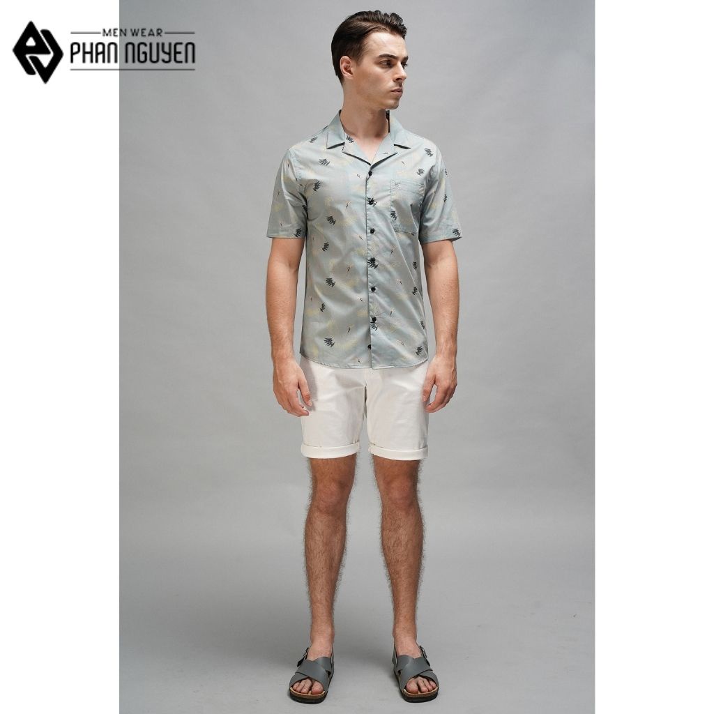 Áo sơ mi nam họa tiết cổ pizama Phan Nguyễn, 100% cotton thoáng mát, bền màu, kiểu dáng trẻ trung, hiện đại SMC.334