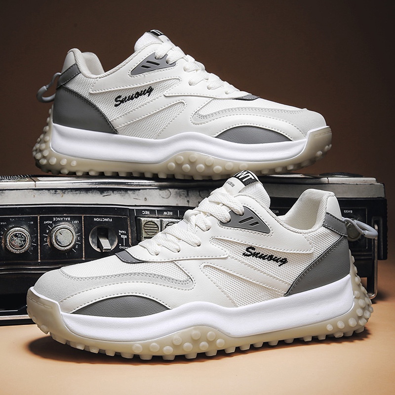 Giày Thể Thao Nam PANTOFII - Giày Sneaker Màu Trắng Viền Xám, Giày Thể Thao Chạy Bộ, Thể Dục, Đi Chơi - G5306