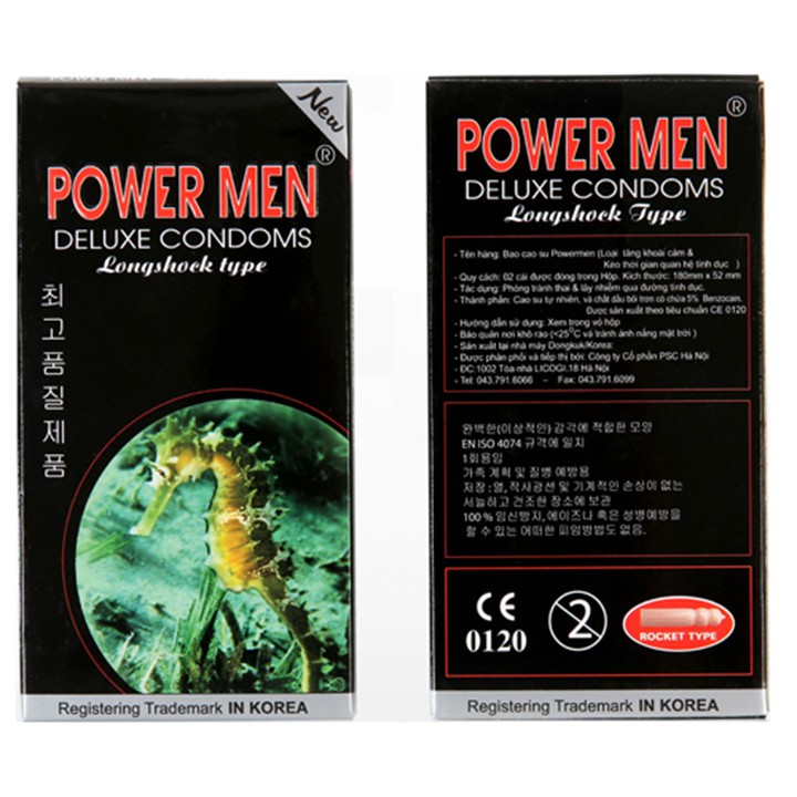 Bao cao su Powermen Cá ngựa 12 bao - Kéo dài thời gian quan hệ