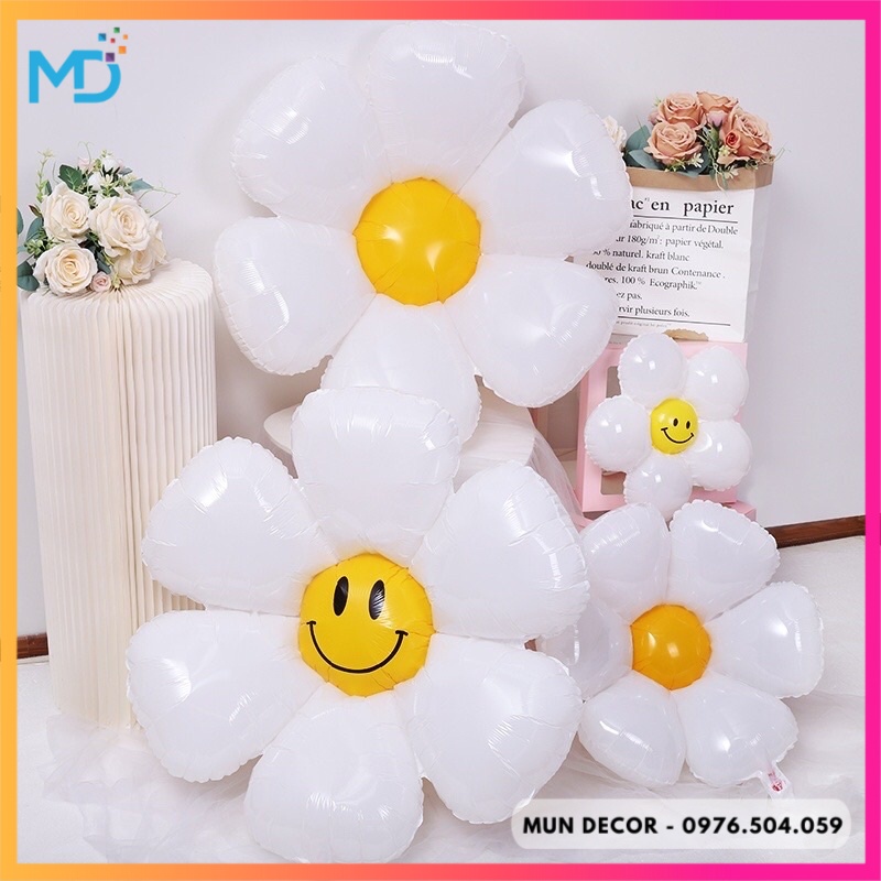 Bong Bóng Hoa Cúc Mặt Cười Trang Trí Sinh Nhật Decor Phong Cách Hàn Quốc