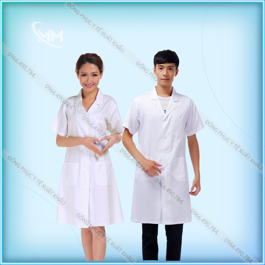Áo choàng blouse bác sĩ; áo bệnh viện, phòng khám, thí nghiệm, blouse bác sĩ nam, nữ