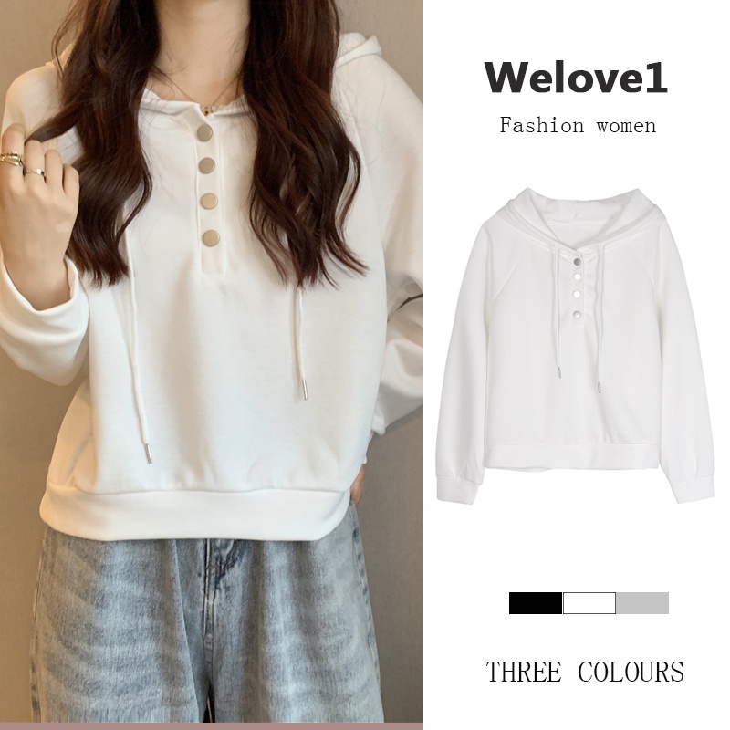 Áo hoodie kiểu croptop tay dài phong cách Hàn Quốc trẻ trung thời trang dành cho nữ