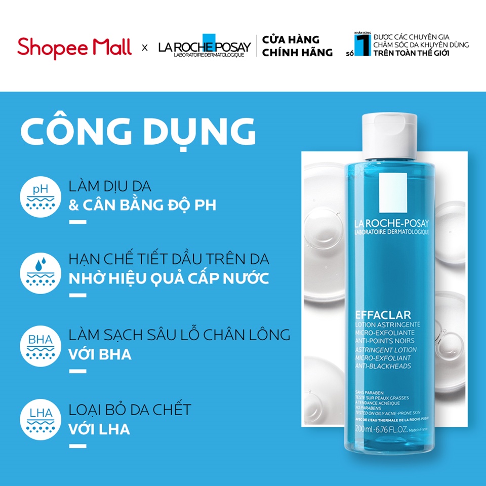 Nước cân bằng giàu khoáng dành cho da dầu mụn La Roche Posay 200ml