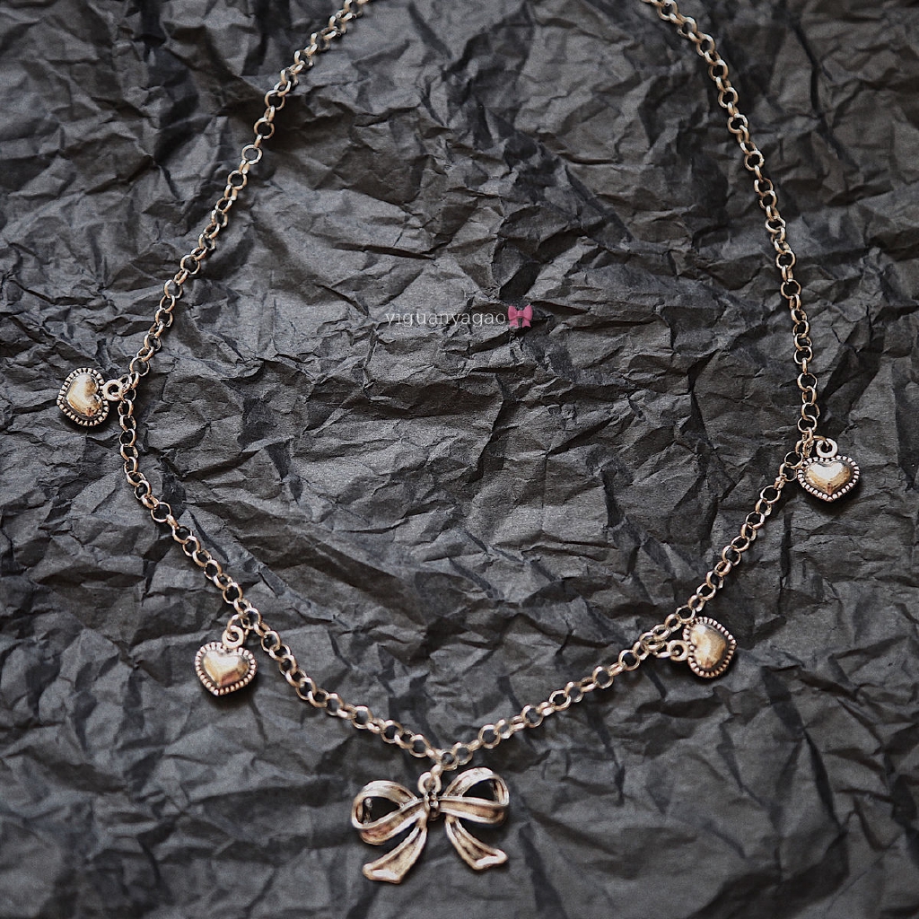 Vòng cổ phối mặt hình nơ trái tim xinh xắn thời trang hip hop