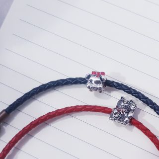Dây da charm bạc s925 heo tiết kiệm, mèo thần tài