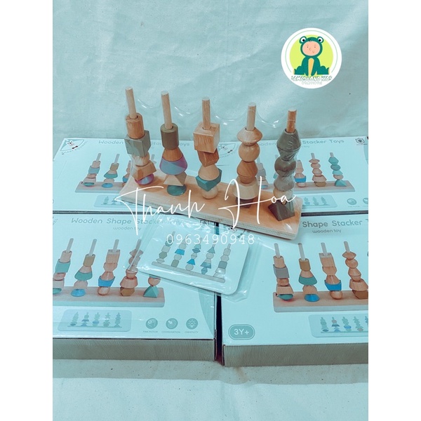 Bộ xếp hình khối gỗ  cho bé theo Montessori- Shop JamesBond Kids