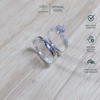 Nhẫn đôi bạc s925 TLEE nam nữ sang trọng TLEE JEWELRY ND0107